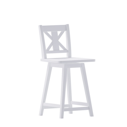 Gwendolyn Commercial Grade Solid Wood Modern Farmhouse Swivel Counter Height Barstool In Antique White Wash With Gray Wash Seat