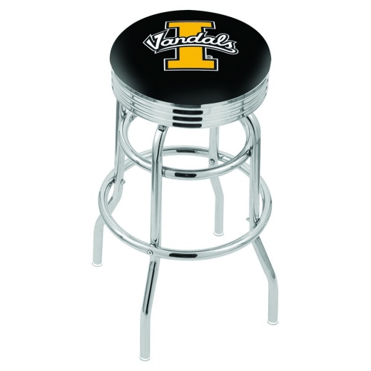 L7c3c Chrome Double Ring Idaho Swivel Bar Stool With 2.5" Ribbed Accent Ring By Holland Bar Stool Company