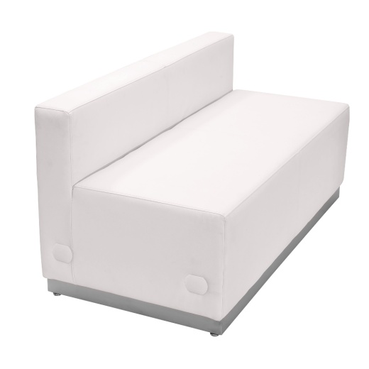 Hercules Alon Series Melrose White Leathersoft Loveseat With Brushed Stainless Steel Base