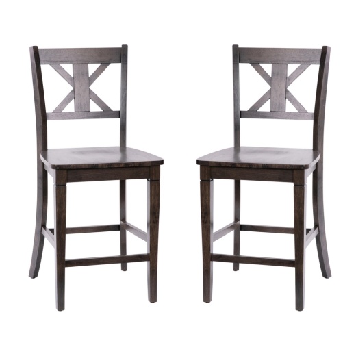 Gwendolyn Set Of 2 Commercial Grade Solid Wood Modern Farmhouse Counter Height Barstool In Gray Wash Walnut