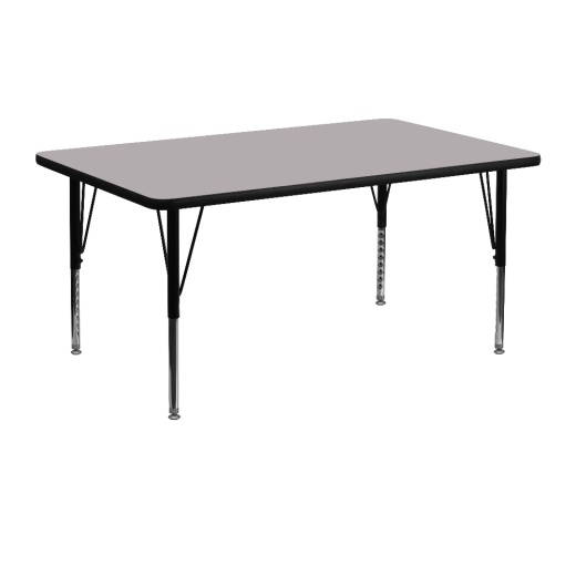 Wren 24''W X 48''L Rectangular Grey Thermal Laminate Activity Table Height Adjustable Short Legs