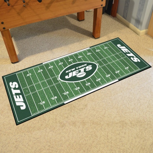 York Jets Field Runner Mat 30In. X 72In. Oval Jets Primary Logo