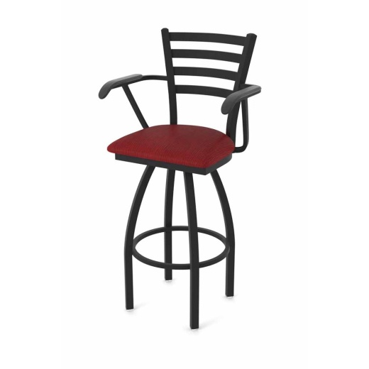 415 Jackie With Arms Swivel Stool With Black Wrinkle Finish And Graph Ruby Seat