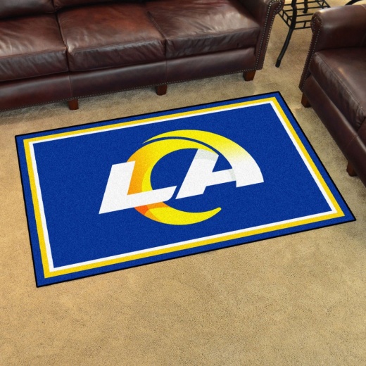 Los Angeles Rams 4Ft. X 6Ft. Plush Area Rug Ram Head Secondary Logo