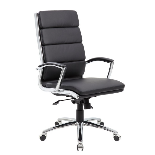 Boss Executive Caressoftplus Chair With Metal Chrome Finish In Black