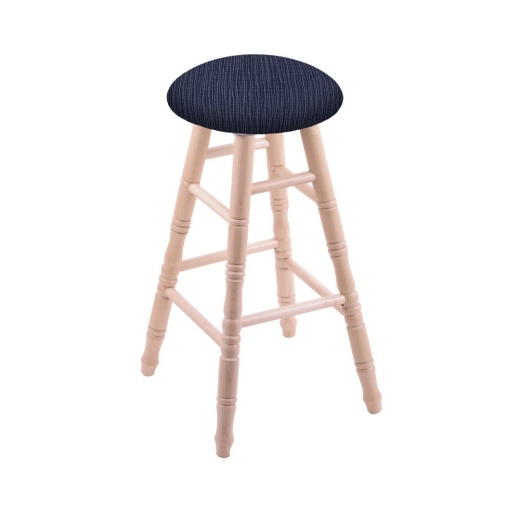 Maple Round Cushion Swivel Stool With Turned Legs, Natural Finish, And Graph Anchor Seat