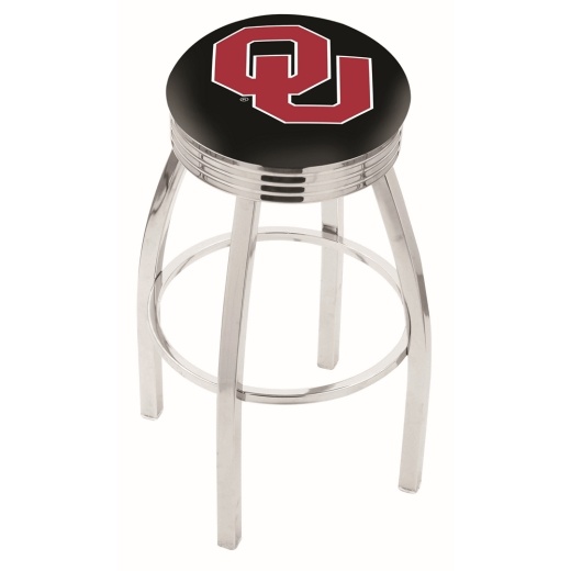 L8c3c Chrome Oklahoma Swivel Bar Stool With 2.5" Ribbed Accent Ring By Holland Bar Stool Company