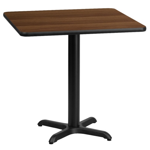 Graniss 24'' Square Walnut Laminate Table Top With 22'' X 22'' Table Height Base