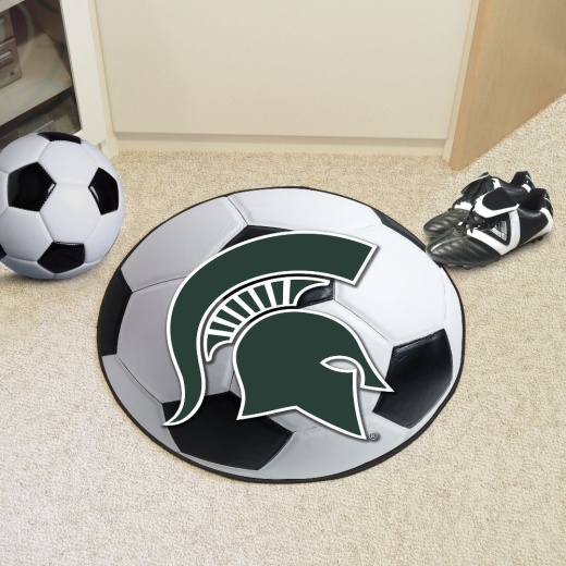 Michigan State Spartans Soccer Ball Rug 27In. Diameter Spartan Head Primary Logo