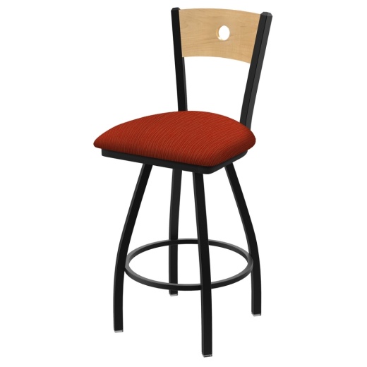 Xl 830 Voltaire Swivel Stool With Black Wrinkle Finish, Natural Back, And Graph Poppy Seat