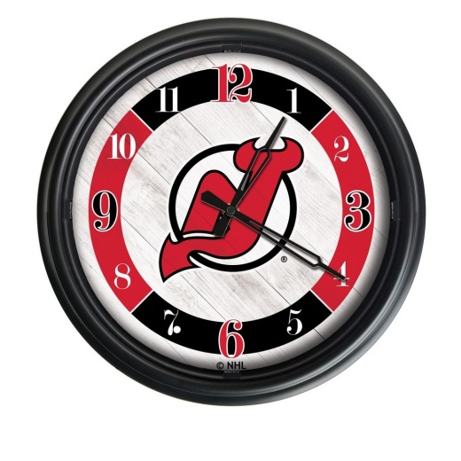 Jersey Devils Indoor/Outdoor Led Wall Clock By Holland Bar Stool Co