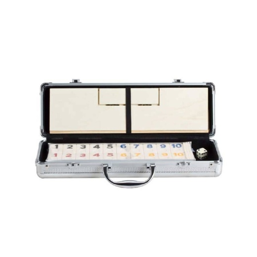 Deluxe Rummy With Wooden Racks In Aluminum Case