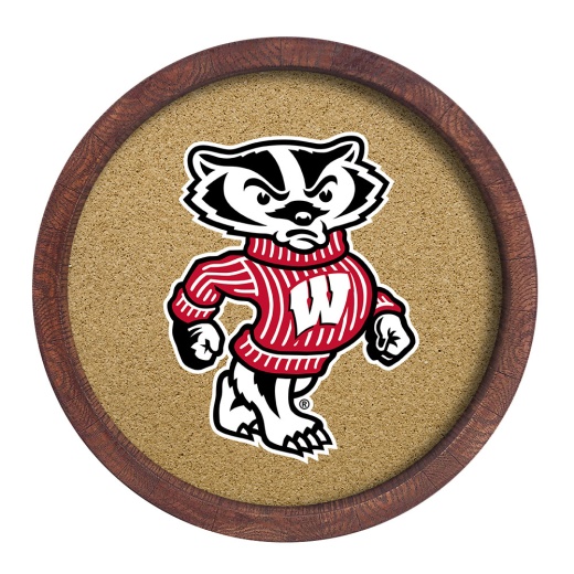 Wisconsin Badgers: Mascot "Faux" Barrel Framed Cork Board