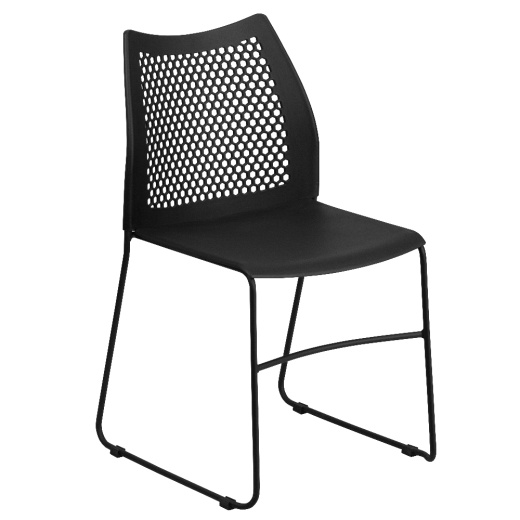 Hercules Series 661 Lb. Capacity Black Stack Chair With Airvent Back And Black Powder Coated Sled Base