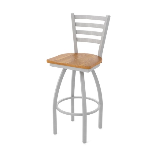 410 Jackie Swivel Stool With Anodized Nickel Finish And Medium Oak Seat