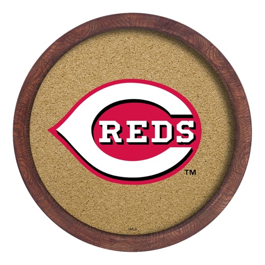 Cincinnati Reds: Logo "Faux" Barrel Framed Cork Board