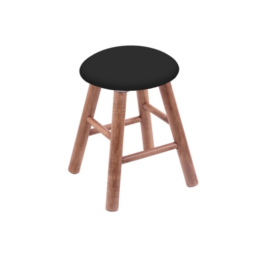 Maple Round Cushion Swivel Stool With Smooth Legs, Medium Finish, And Black Vinyl Seat