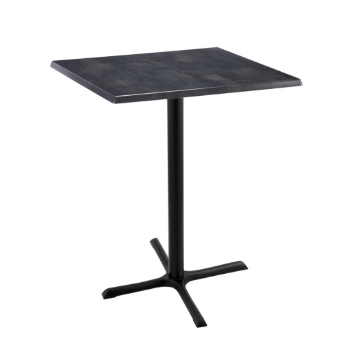 Indoor/Outdoor 42" Tall Od211 Black Table Base With 30" X 30" Foot And 30" X 30" Square Indoor/Outdoor Black Steel Top By The Holland Bar Stool Co