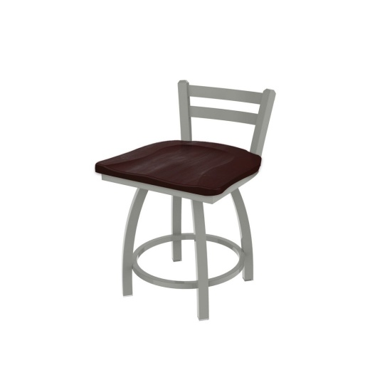 411 Jackie 18" Low Back Swivel Vanity Stool With Anodized Nickel Finish And Dark Cherry Maple Seat