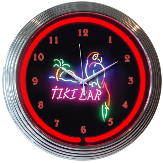 Tiki Bar Neon Clock 15" X 15" X 3"