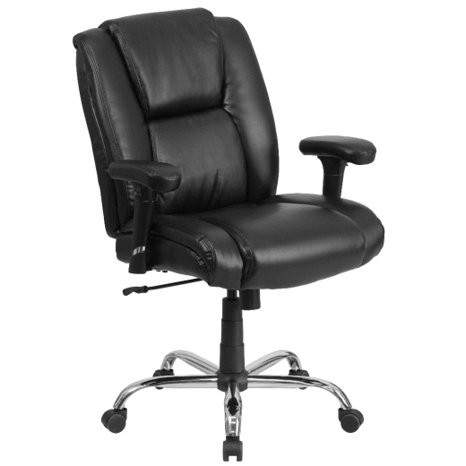 Hercules Series Big & Tall 400 Lb. Rated Black Leathersoft Ergonomic Task Office Chair With Chrome Base And Adjustable Arms