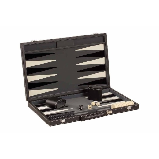 18" Black/White Backgammon (Inlaid Design)