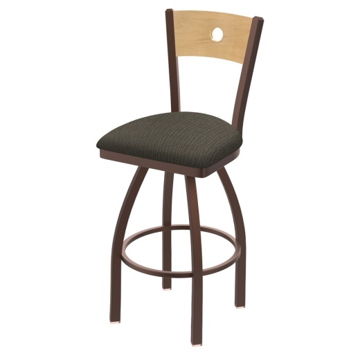 830 Voltaire Swivel Stool With Bronze Finish, Natural Back And Graph Chalice Seat