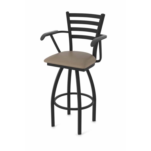 415 Jackie With Arms Swivel Stool With Black Wrinkle Finish And Canter Earth Seat