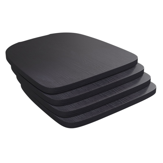 Perry Set Of 4 Poly Resin Wood Seat With Rounded Edges For Colorful Metal Chairs And Stools In Black