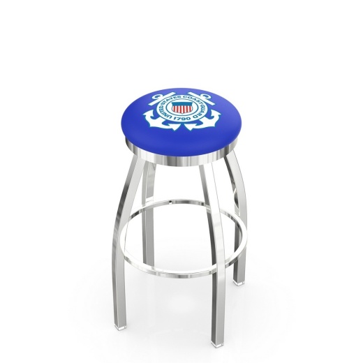 L8c2c Chrome U.S. Coast Guard Swivel Bar Stool With Accent Ring By Holland Bar Stool Company