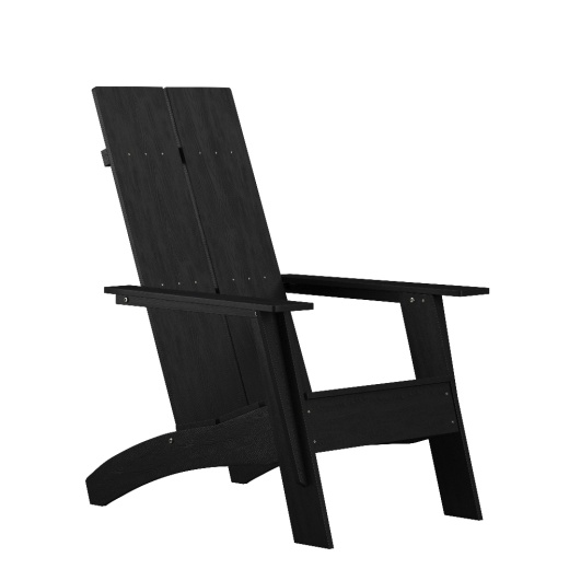 Sawyer Modern Commercial Allweather Poly Resin Wood Adirondack Chair In Black
