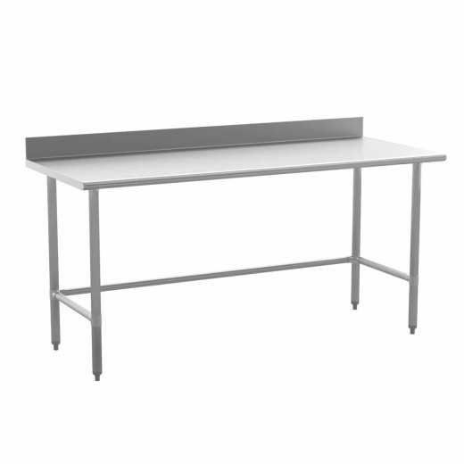Reese Commercial Grade 430 Stainless Steel 18 Gauge Nsf Certified Open Base Kitchen Prep And Work Table With 4" Backsplash