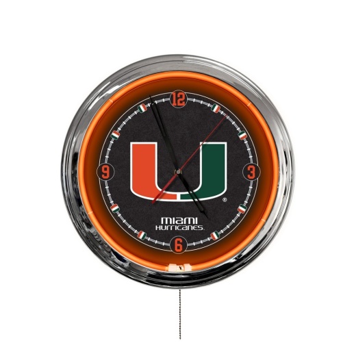 University Of Miami (Fl) 16" Led Wall Clock By Holland Bar Stool