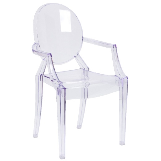 Shirley Ghost Chair With Arms In Transparent Crystal