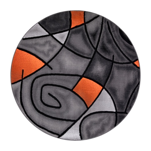 Jubilee Collection 7' X 7' Round Orange Abstract Area Rug Olefin Rug With Jute Backing Living Room, Bedroom, Family Room