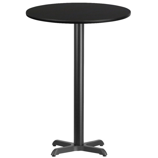 Stiles 30'' Round Black Laminate Table Top With 22'' X 22'' Bar Height Table Base