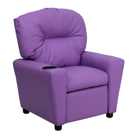 Chandler Contemporary Lavender Vinyl Kids Recliner With Cup Holder