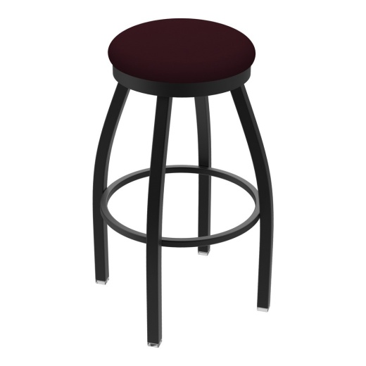 802 Misha 36" Swivel Extra Tall Bar Stool With Black Wrinkle Finish And Canter Bordeaux Seat