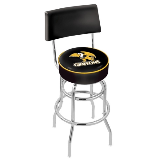 L7c4 Chrome Double Ring Missouri Western State Swivel Bar Stool With A Back By Holland Bar Stool Company