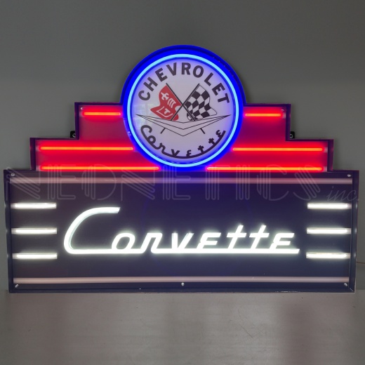 Art Deco Marquee Corvette Led Flexneon Sign In Steel Can