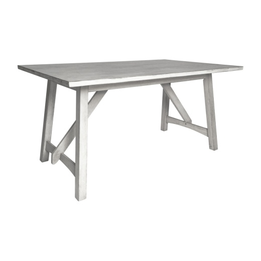 Everly 60" Solid Wood Trestle Base Dining Table, Farmhouse Style Commercial Grade Table With Seating For 6, Antique White Finish