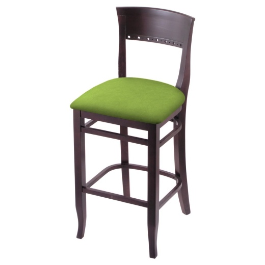 3160 30" Bar Stool With Dark Cherry Finish And Canter Kiwi Green Seat