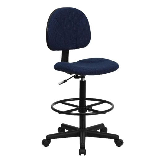 Bruce Navy Blue Patterned Fabric Drafting Chair (Cylinders: 22.5''27''H Or 26''30.5''H)