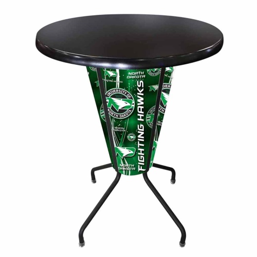 L218 University Of North Dakota 42" Tall 36" Indoor/Outdoor Black Steel Top Lighted Pub Table With Black Wrinkle Finish