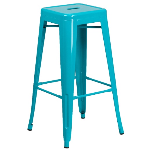 Kai Commercial Grade 30" High Backless Crystal Tealblue Indooroutdoor Barstool