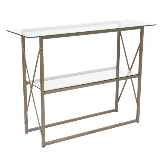 Mar Vista Collection Glass Console Table With Matte Gold Frame
