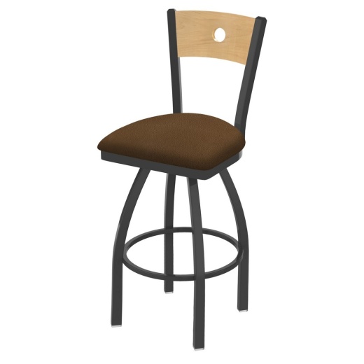 830 Voltaire Swivel Stool With Pewter Finish, Natural Back And Rein Thatch Seat