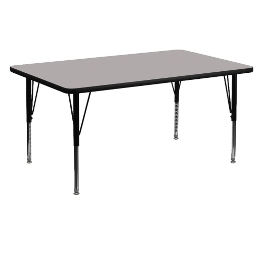 Wren 30''W X 60''L Rectangular Grey Hp Laminate Activity Table Height Adjustable Short Legs