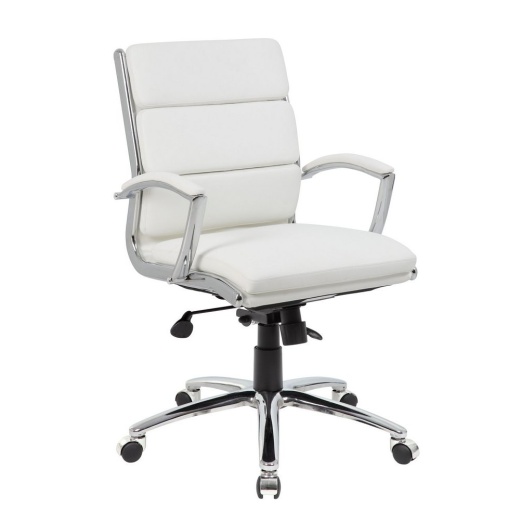 Boss Executive Caressoftplus Chair With Metal Chrome Finish Mid Back In White