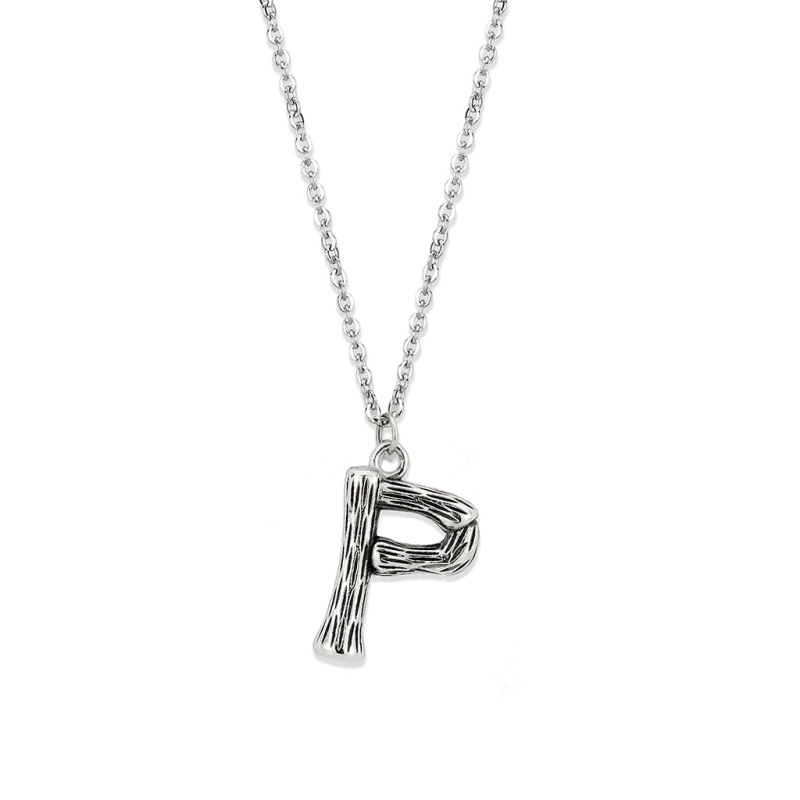 Tk3853p High Polished Stainless Steel Chain Initial Pendant - Letter P - 16"
